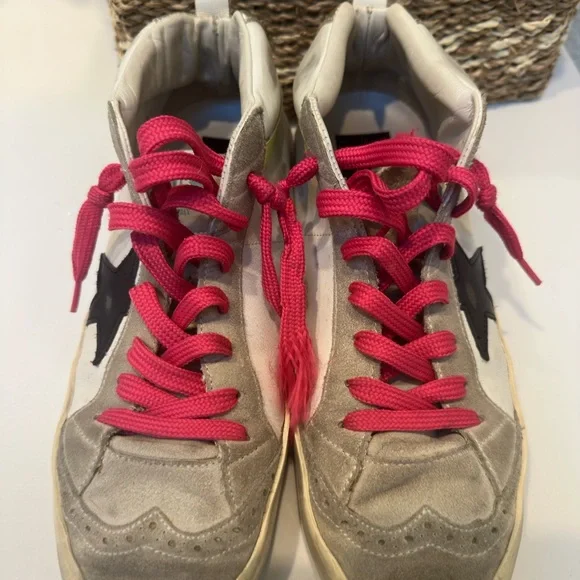 Golden Goose High-Top Sneakers with Pink and Gray Accents - Picture 3 of 7